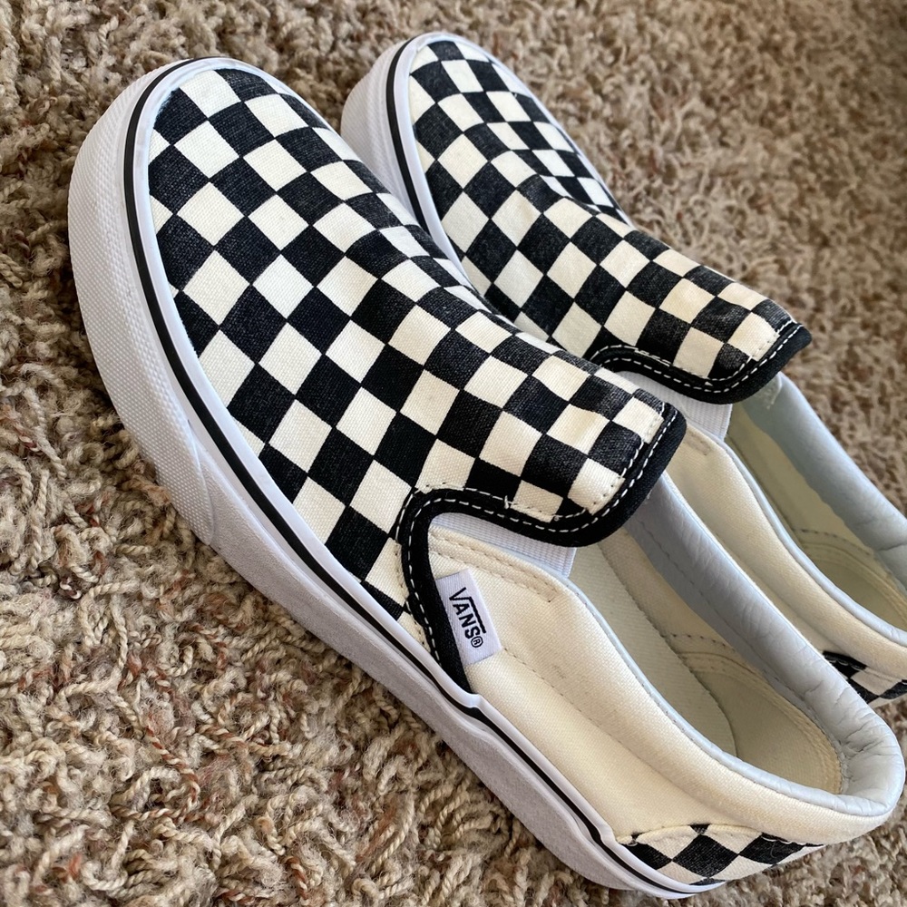 slip on checkered vans